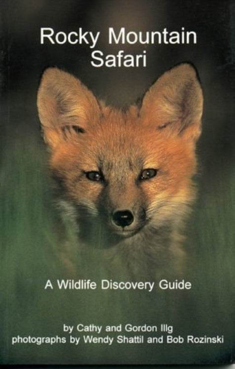 Cover of the book 'Rocky Mountain Safari: A Wildlife Discovery Guide' featuring a close-up image of a fox's face.