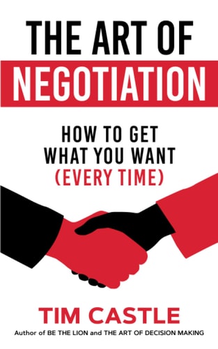Book cover of 'The Art of Negotiation' by Tim Castle with a handshake illustration.
