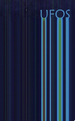 Text 'UFOS' on a dark background with colorful vertical lines