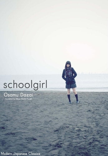A cover image of the book 'Schoolgirl (Modern Japanese Classics)' featuring a person in a coat and hat standing on a beach, looking out to sea.