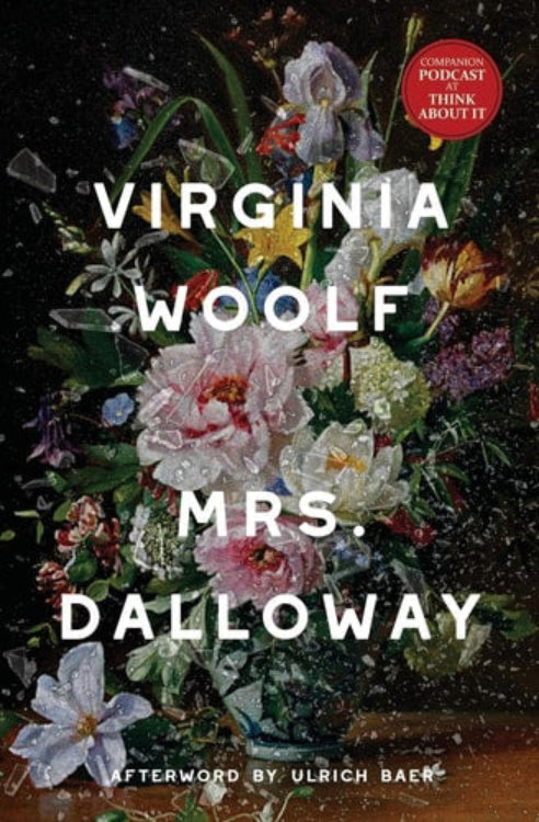 Cover of the book 'Mrs. Dalloway' by Virginia Woolf, featuring a floral design with afterword by Ulrich Baer.