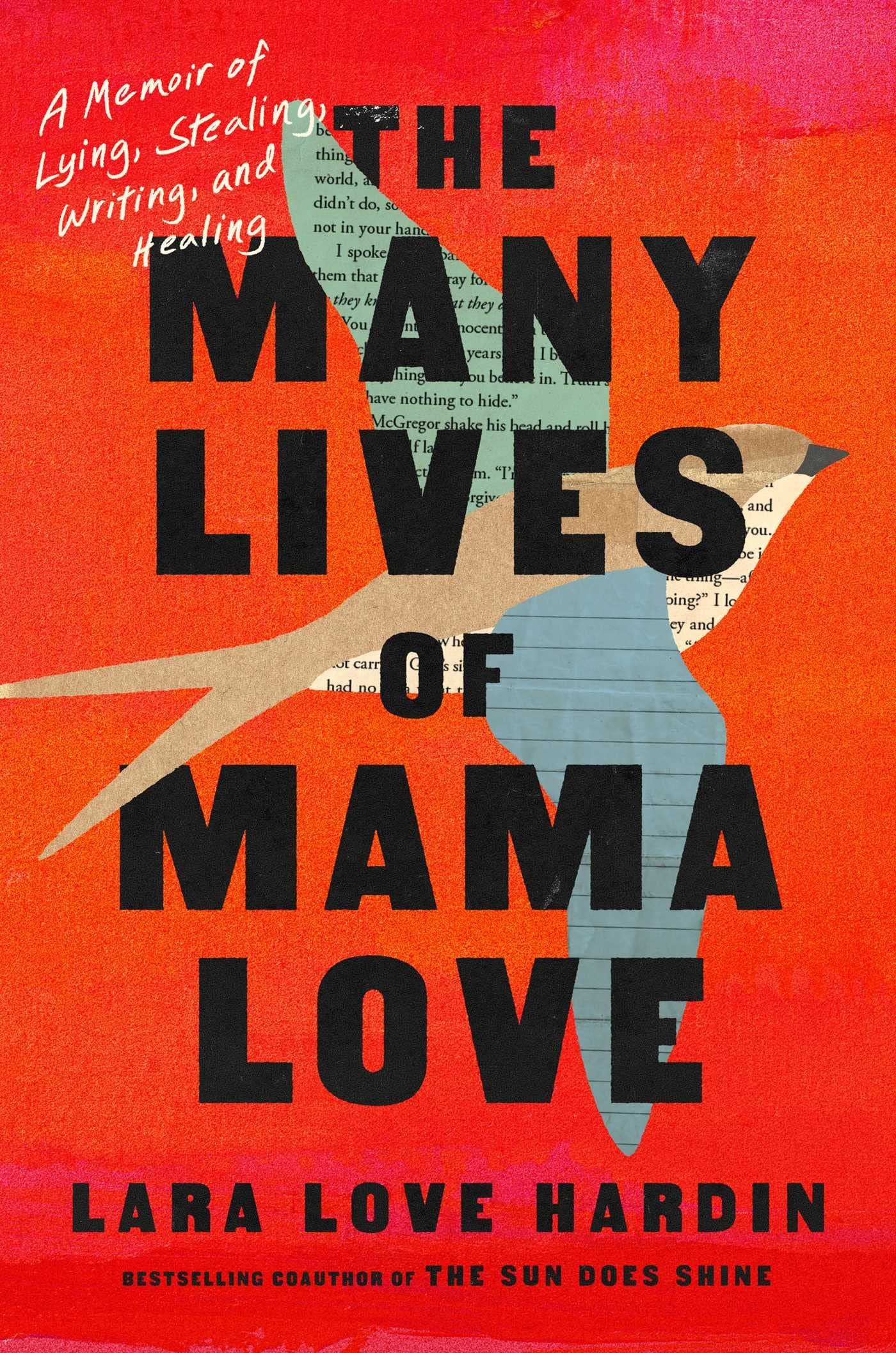 Book cover of 'The Many Lives of Mama Love' with a red background and text.