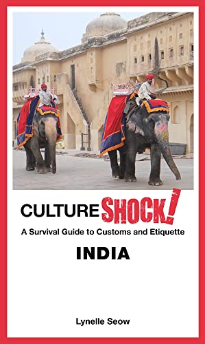 Book cover of 'Cultureshock! India' featuring two elephants adorned in red and orange clothing, walking in front of a historic building.