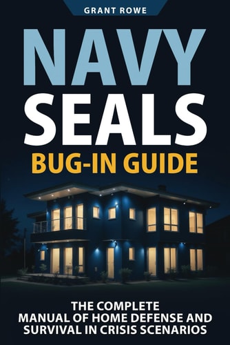 Book cover of 'Navy SEALs Bug-In Guide' with a house at night.