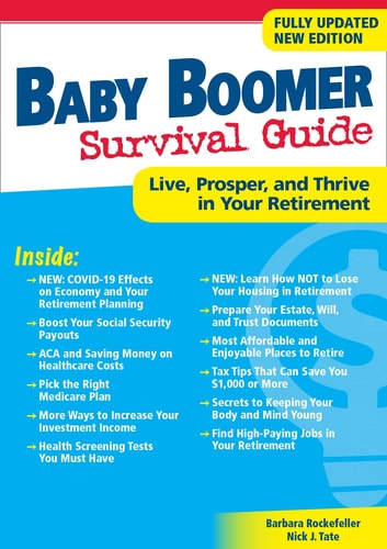 Book cover of 'Baby Boomer Survival Guide' with text about retirement planning.