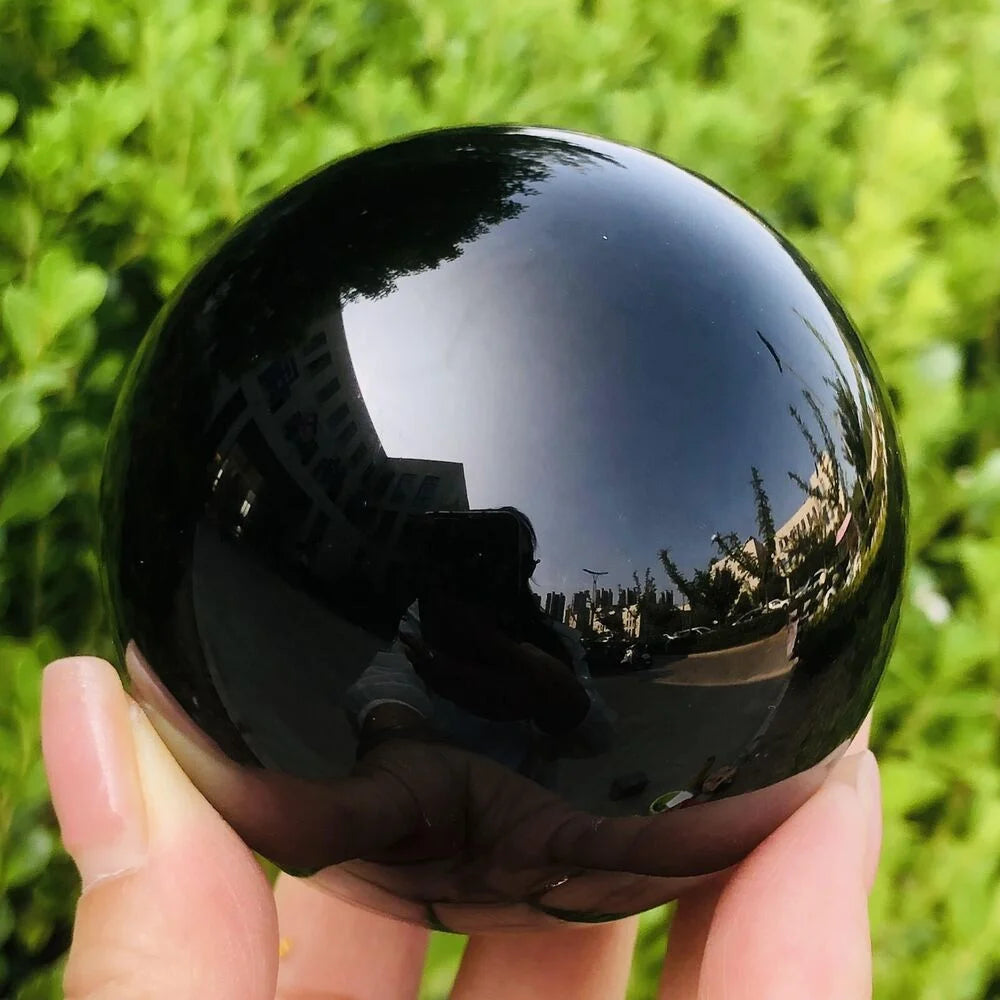 Natural Black Obsidian Sphere Energy Meditation Ball