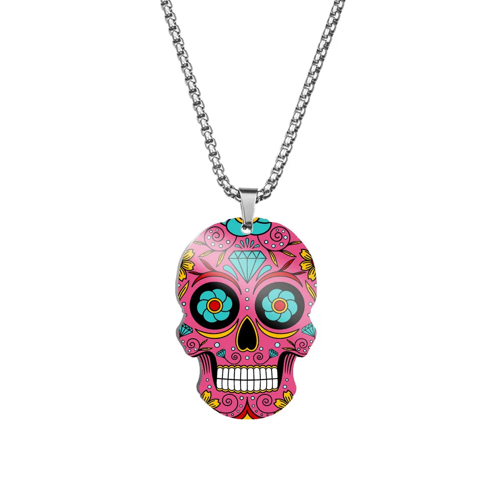 Festive Crystal Skull Keychain | Titanium-Plated Stainless Steel Charm