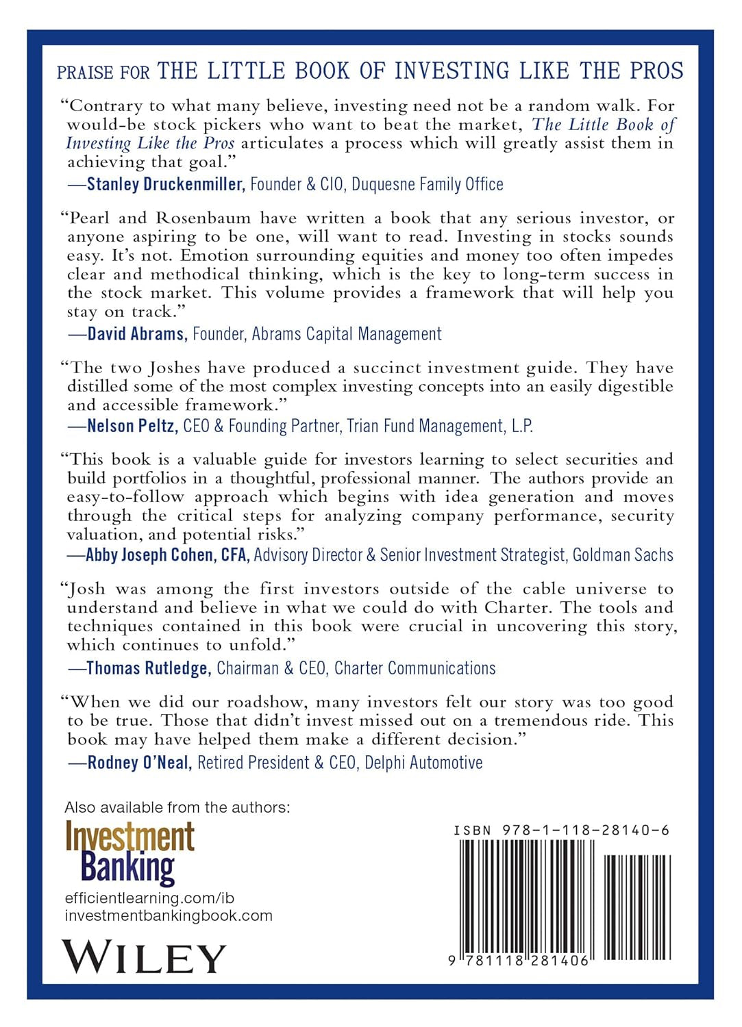 The Little Book Of Investing Like The Pros by Joshua Pearl & Joshua Rosenbaum