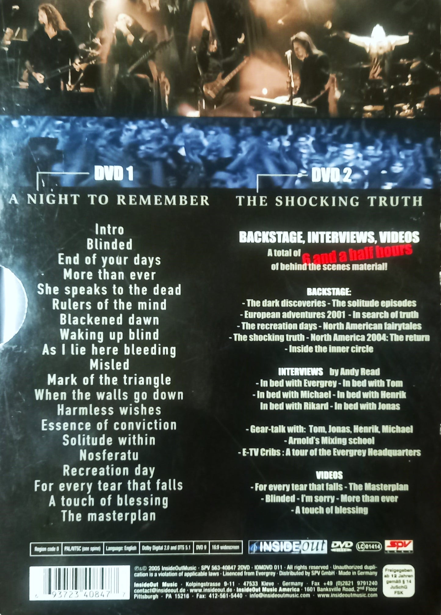 Evergrey: A Night To Remember Live 2004 Double DVD + CD