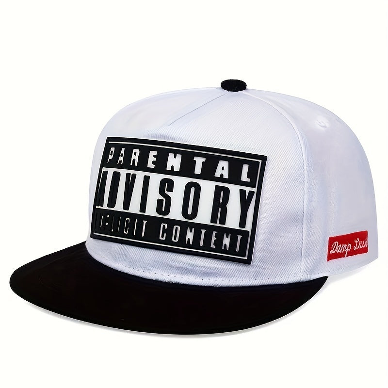 Black snapback hat with Parental Advisory Explicit Content patch