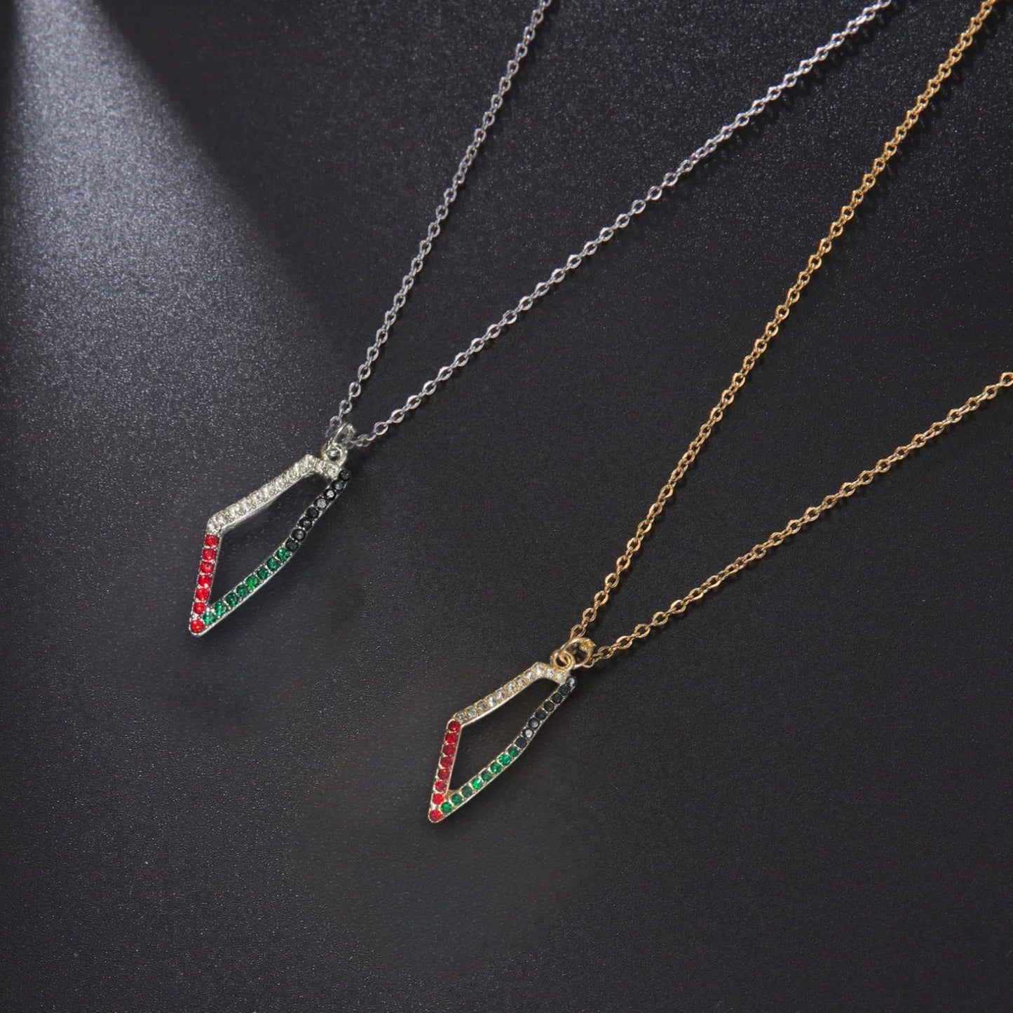 Palestinian Hollow Border Necklace || Palestine Pride State Pendant