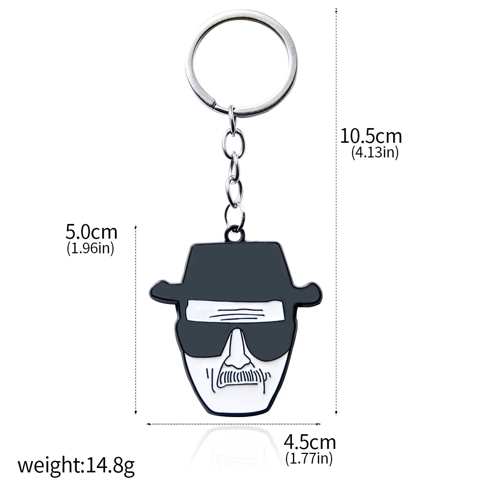 Breaking Bad Keychain Set – Walter White Heisenberg & Logo Metal Keyring | TV Show Backpack Pendant Accessories