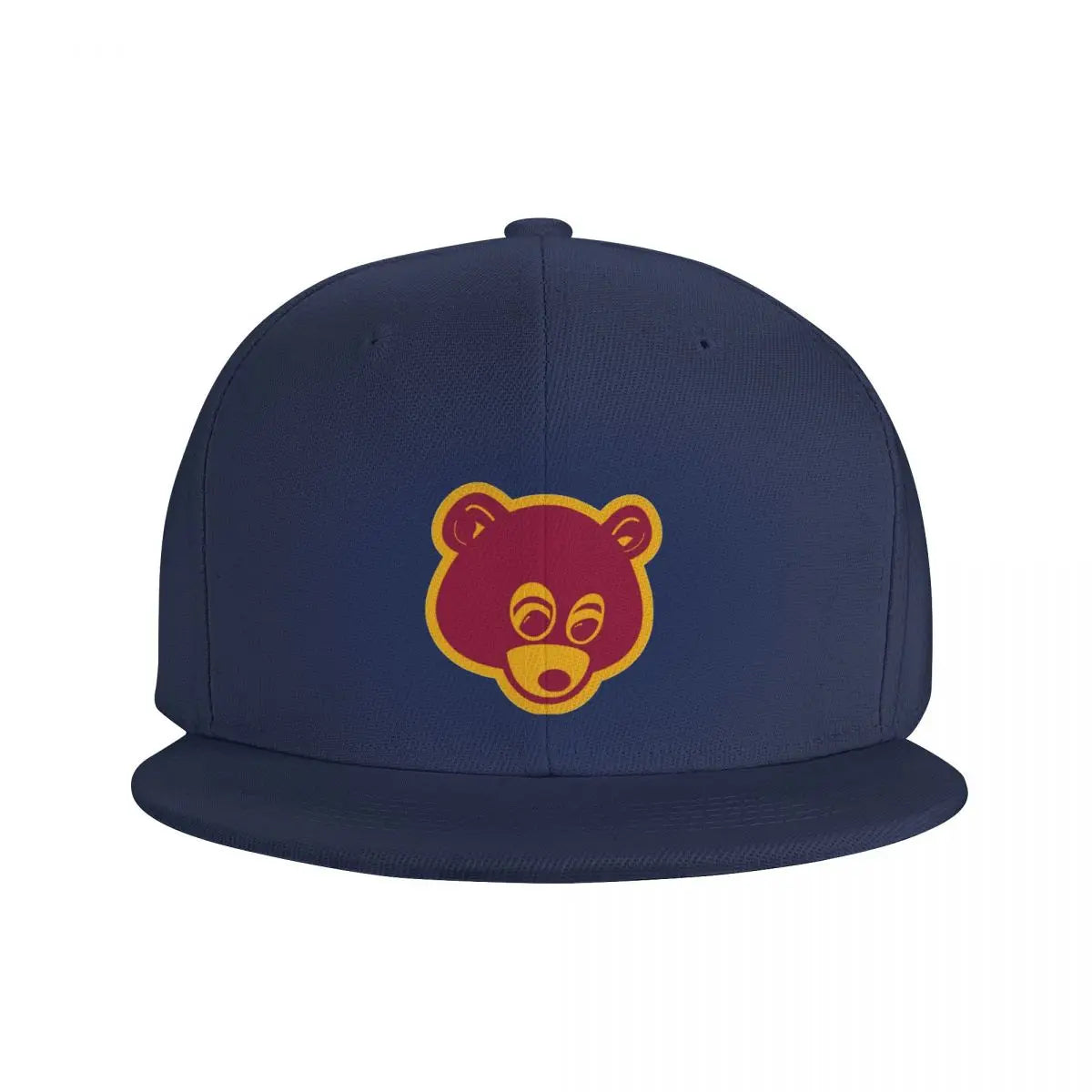 Navy 'College Dropout Kanye Snapback: Bear Mascot OSFA 9-Colorways' cap with maroon bear logo on a white background front logo hat view.