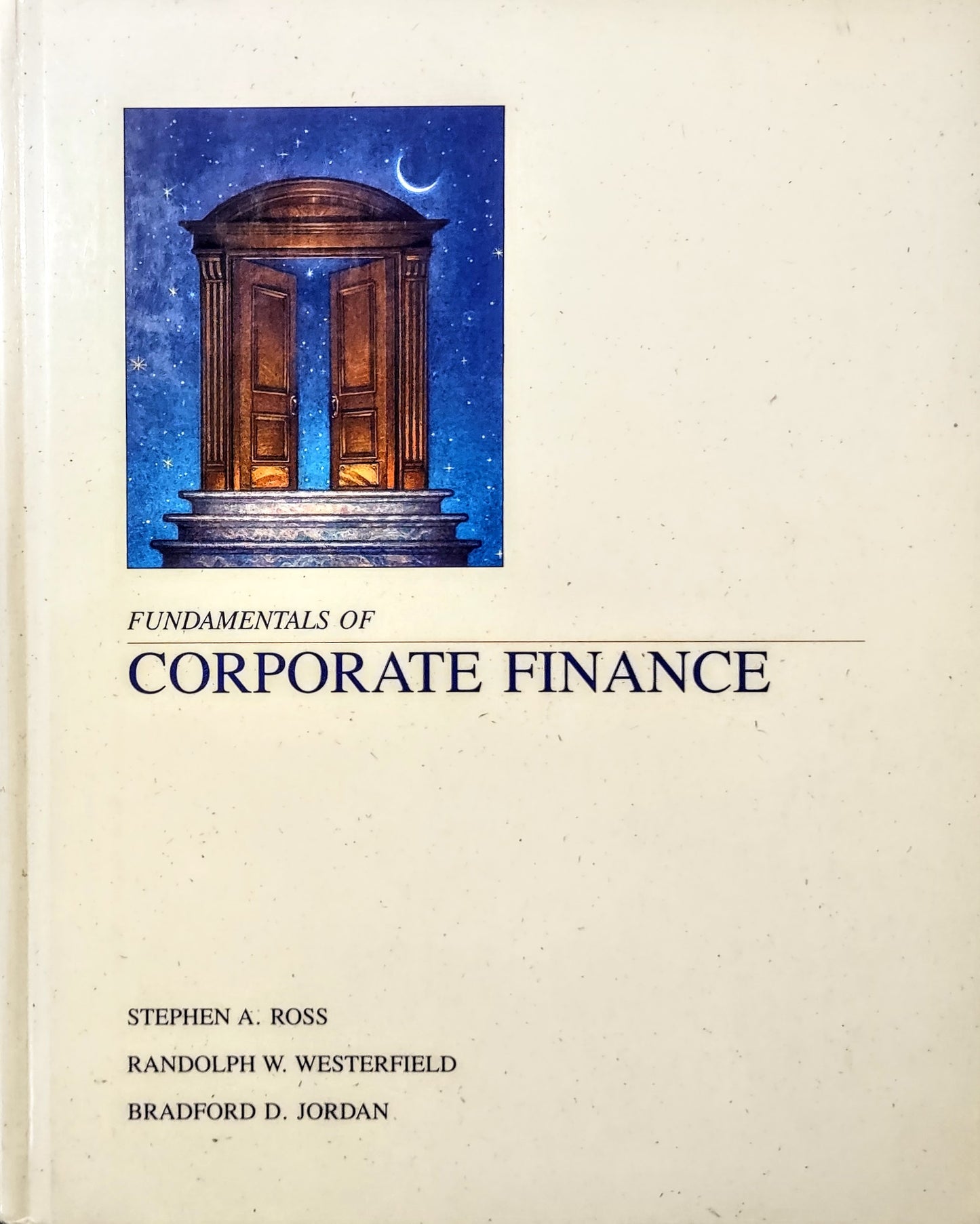Book cover of 'Fundamentals of Corporate Finance' with a classical building illustration on a beige background.