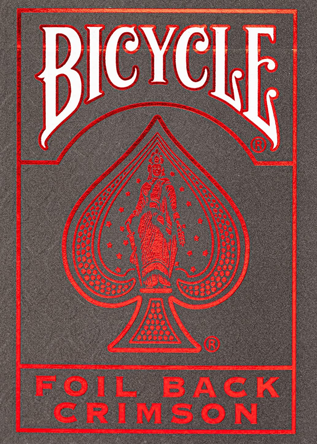 Front of Metalluxe Red Playing Card Foil Back Crimson Deck