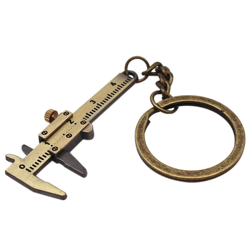 Bronze caliper keychain on a white background