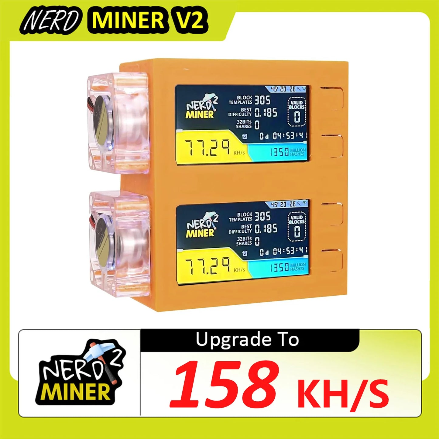 Nerdminer V2 Pro Max BTC Solo Miner | X2 Dual Screen Bitcoin Crypto Miner