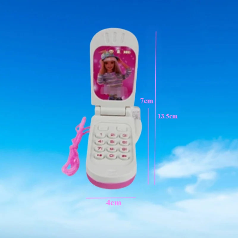 Toy phone with measurements on a blue sky background
