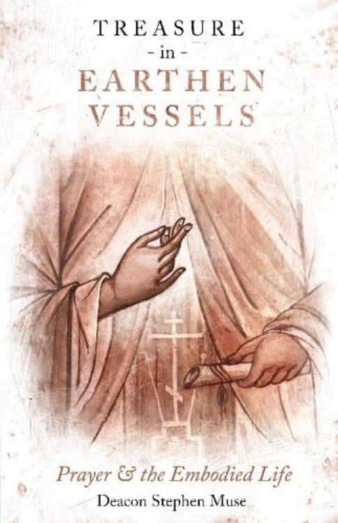 Book cover of 'Treasure in Earthen Vessels' with a hand holding a candle and draped fabric.