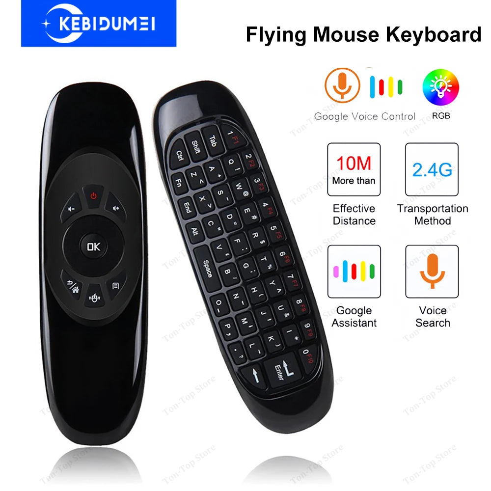 2.4G Wireless Keyboard RGB Backlit Mini Keyboard with Air Mouse & Voice Control