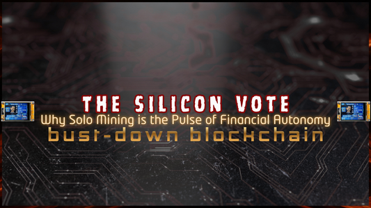 Cover image with title “The Silicon Vote” and two small NerdMiner devices, representing solo mining and financial autonomy in decentralized finance.