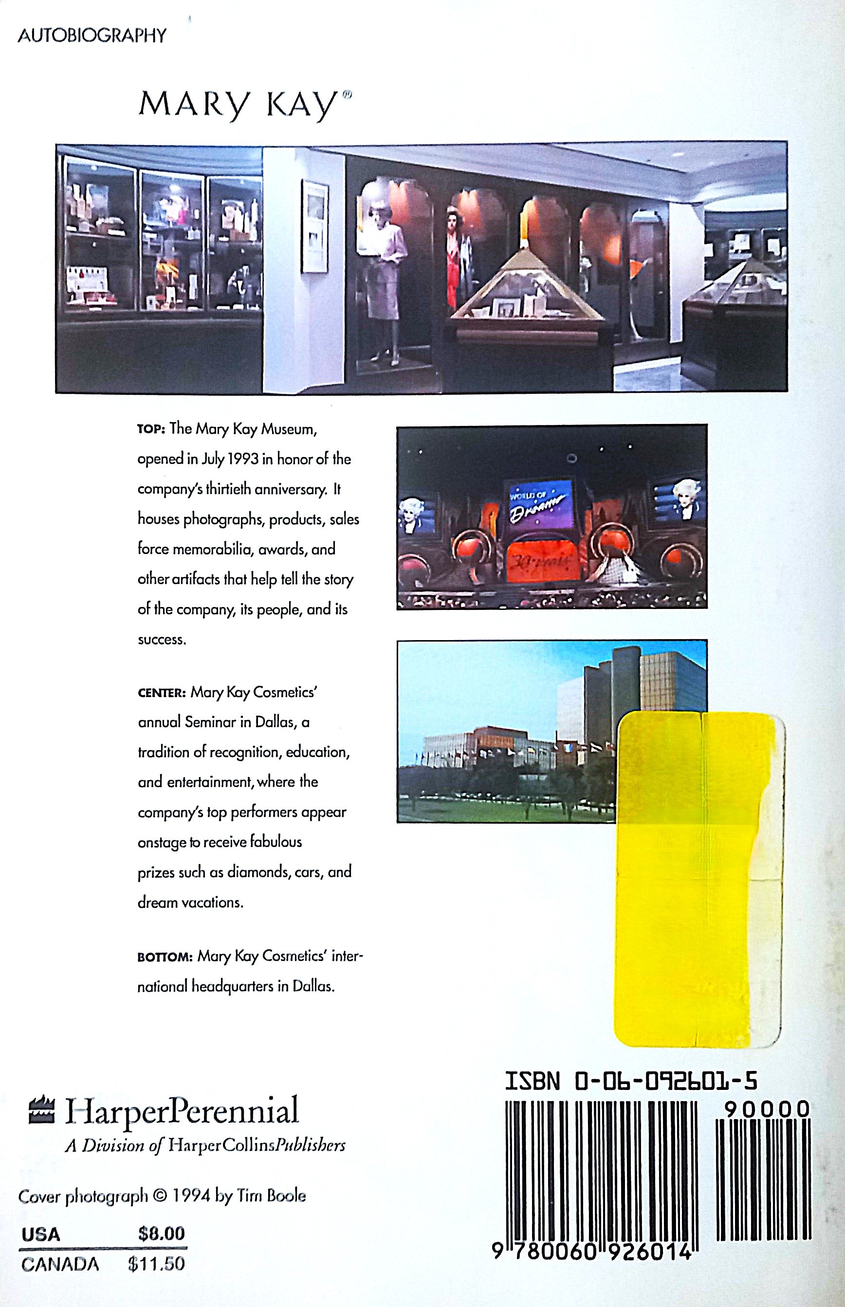 Back cover of Mary Kay: The Success Story of America's Most Dynamic Businesswoman by Mary Kay Ash