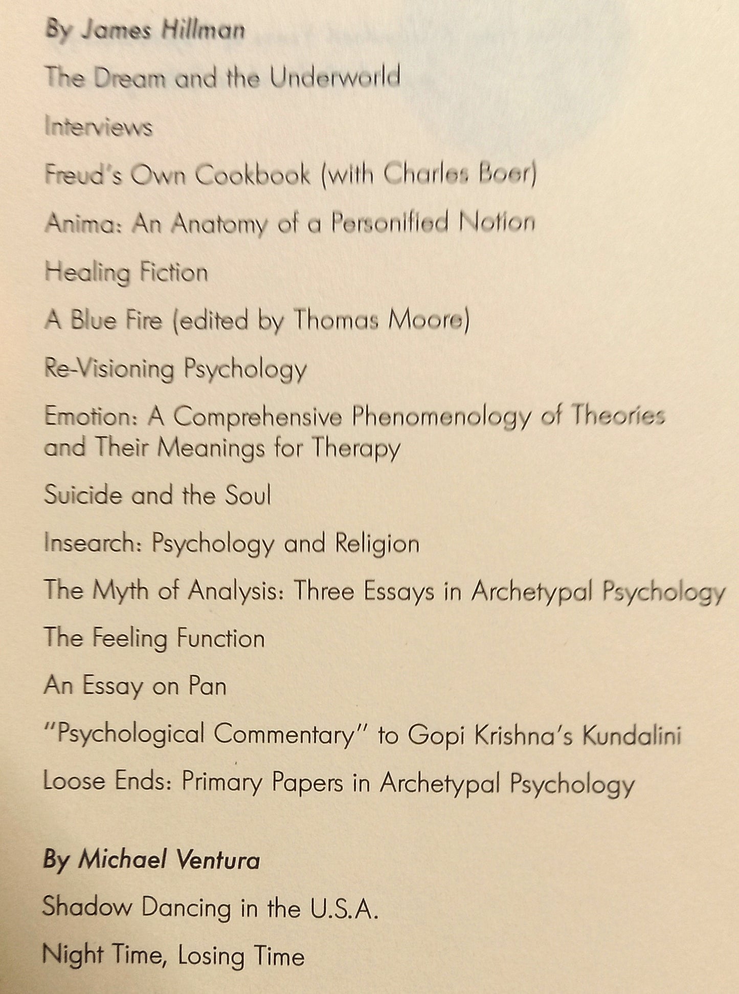 Text list of book titles and authors on book page