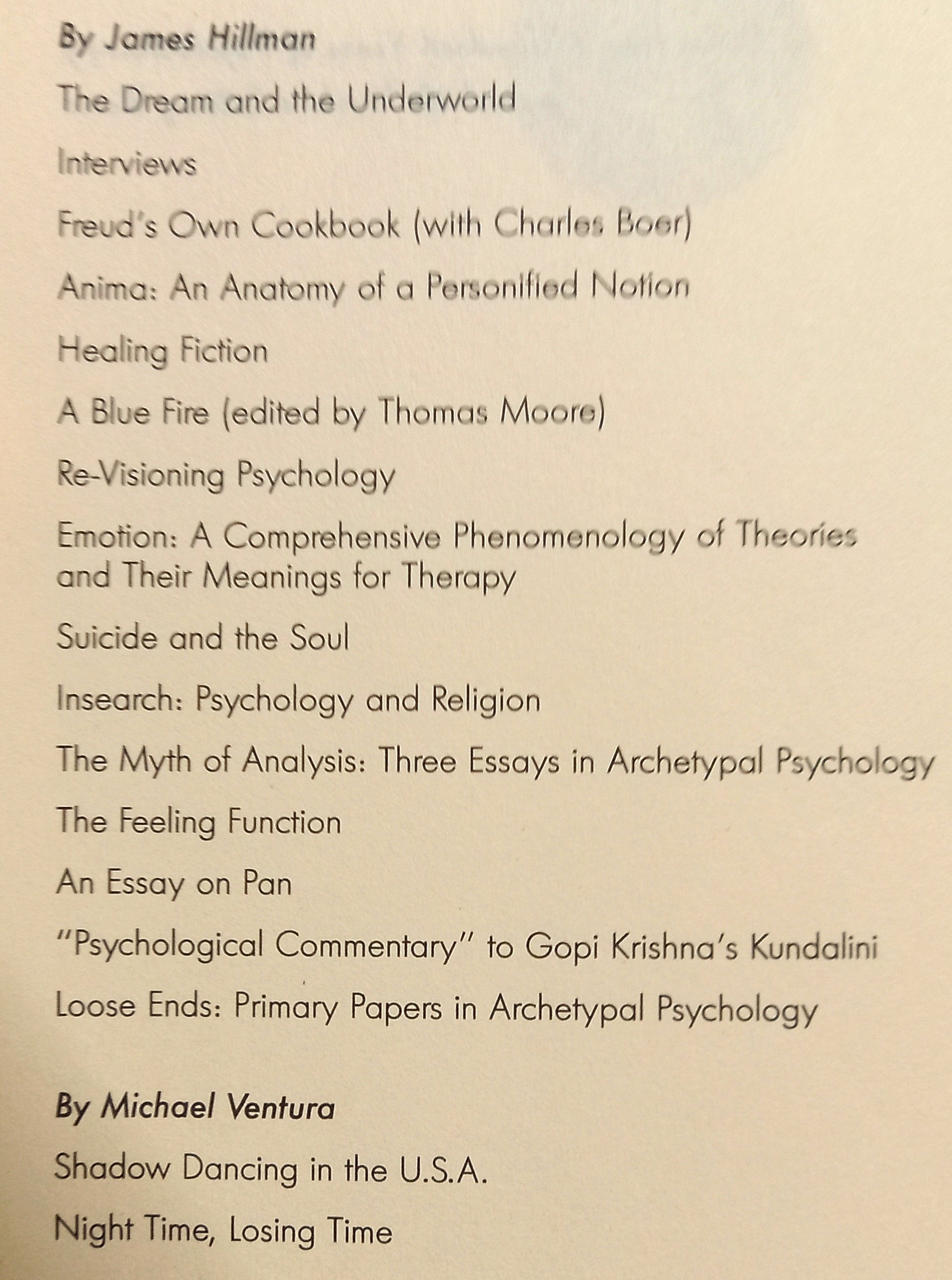 Text list of book titles and authors on book page