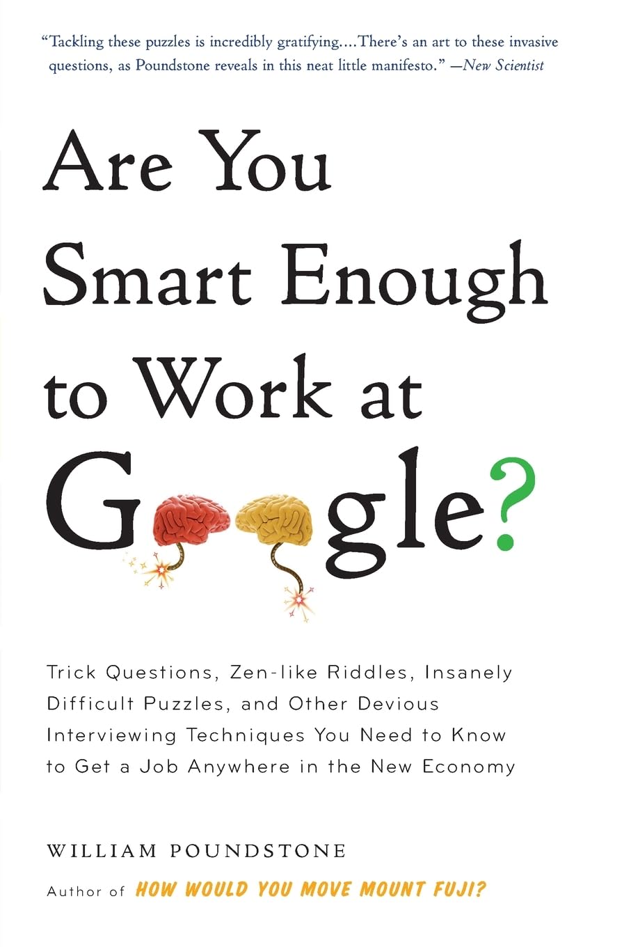 Book cover of 'Are You Smart Enough to Work at Google?' with brain illustrations and text.