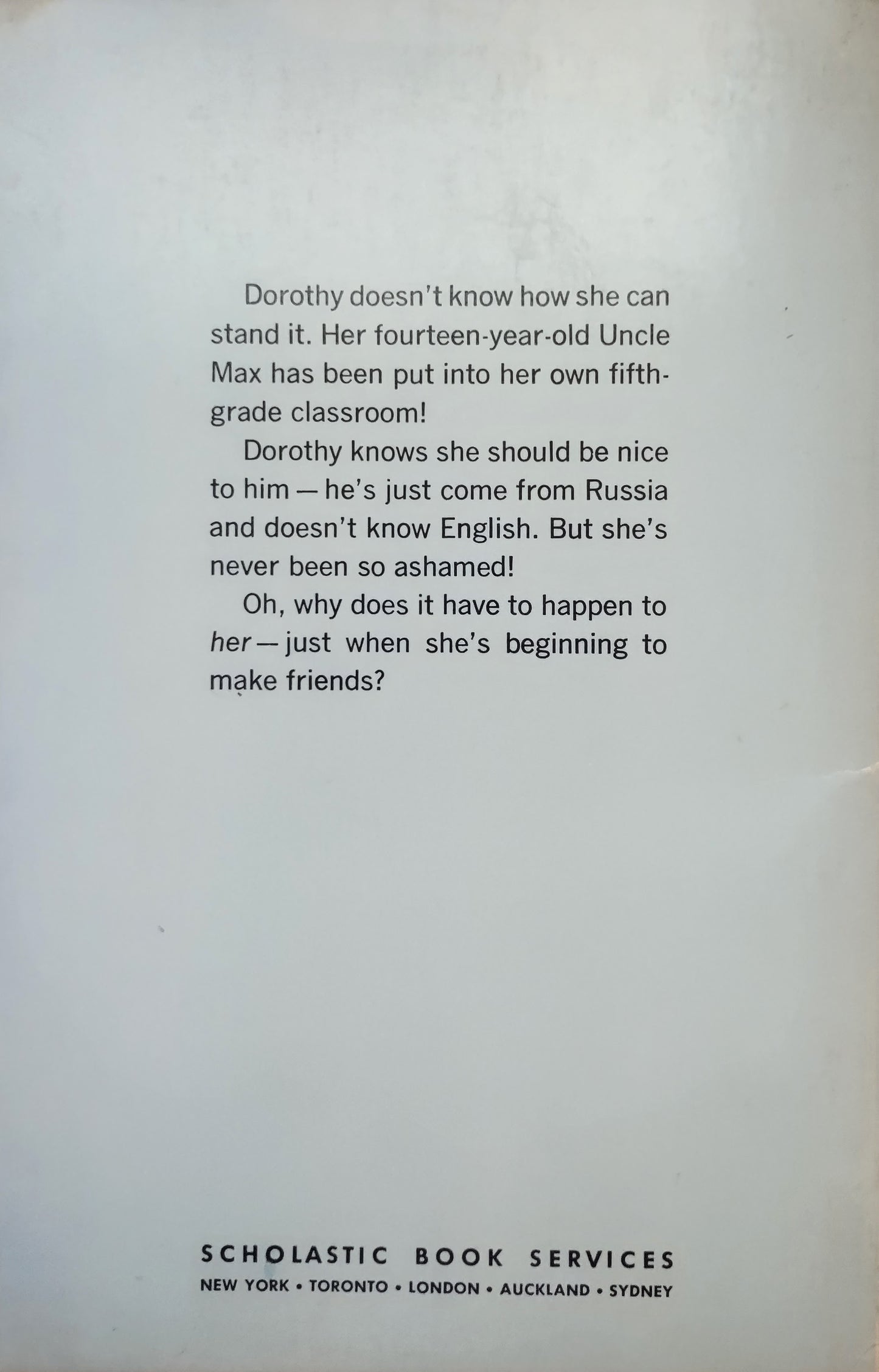 Book back cover of 'The Shy One' by Dorothy Nathan featuring synopsis.