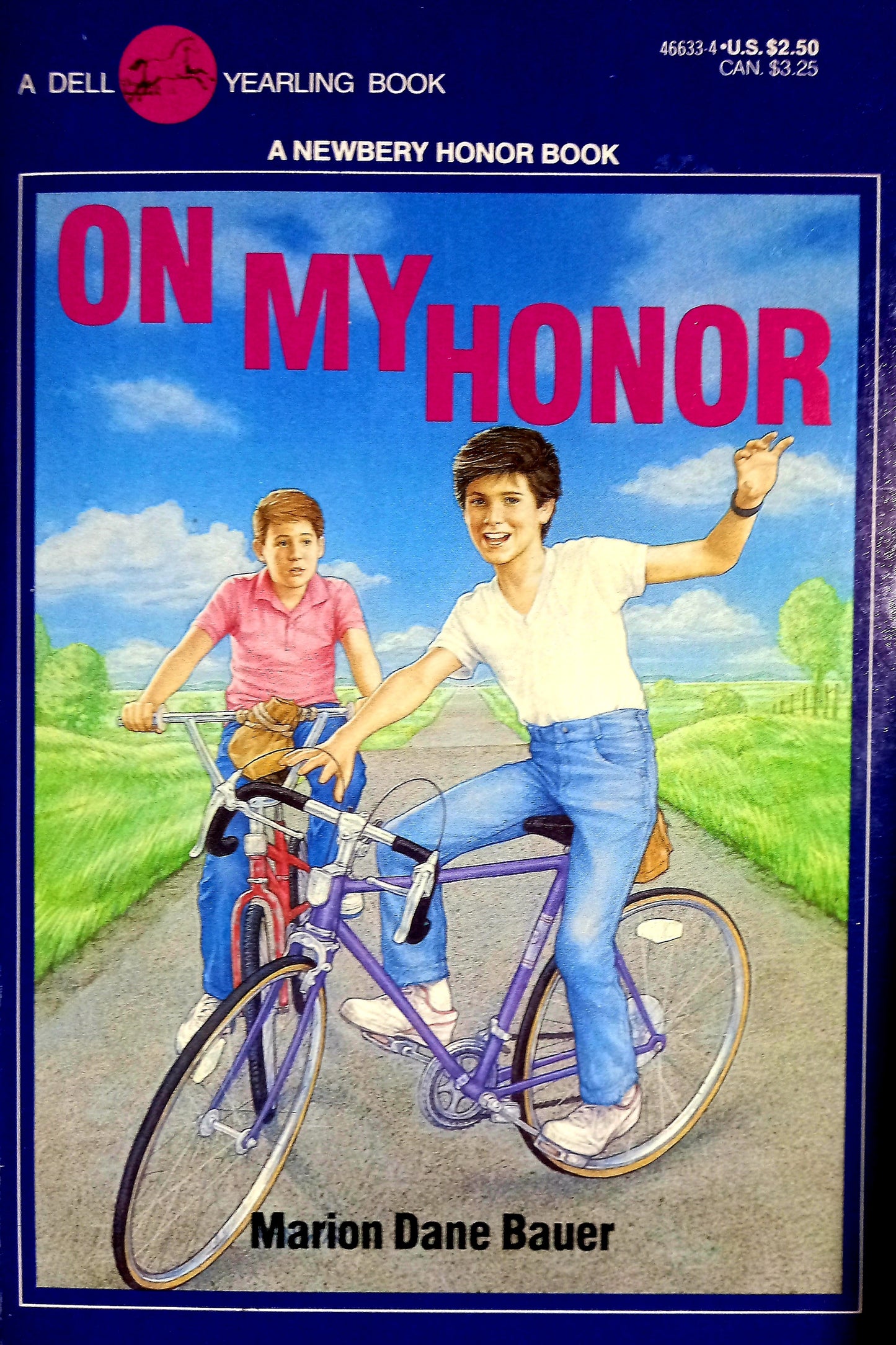 Front cover of On My Honor by Marion Dane Bauer — paperback middle‑grade novel about friendship and responsibility (1986).