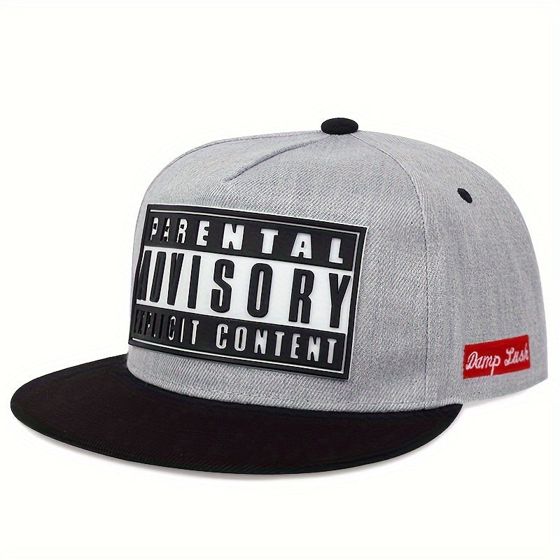 Black snapback hat with Parental Advisory Explicit Content patch