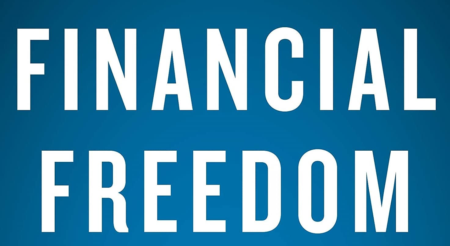 Banner displaying book title Financial Freedom" by Grant Sabatier & Vicki Robin in bold capitalized letters.