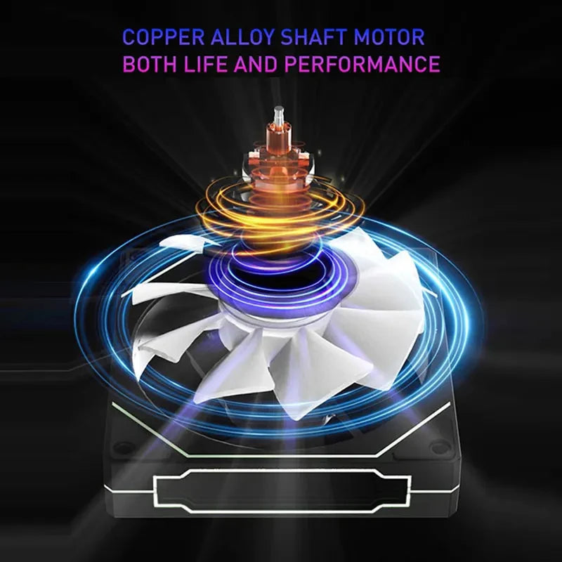 Copper alloy shaft motor with glowing effects on a dark background