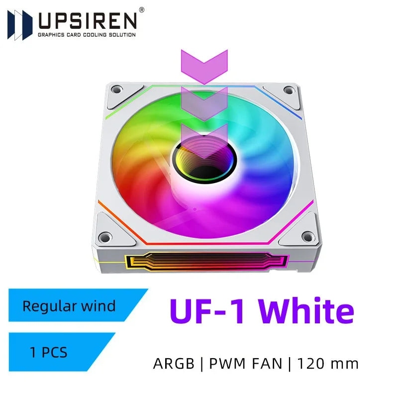 Colorful graphics card computer cooling fan with on a white background