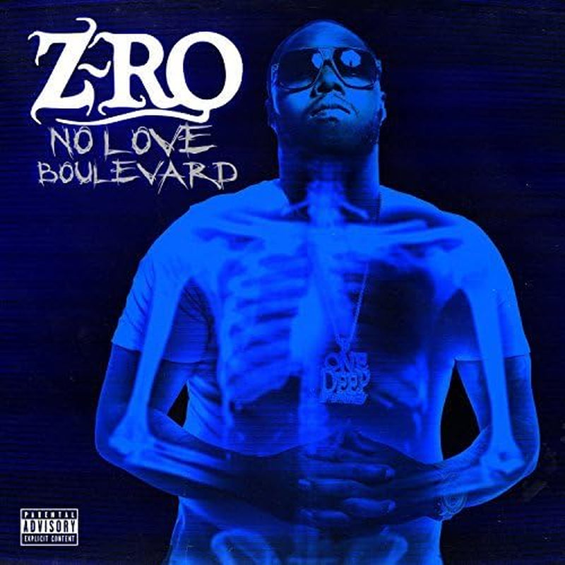 CD album cover featuring a Zro with sunglasses in a blue tinted image, with the artist's name and album title 'Z-Ro: No Love Boulevard'.