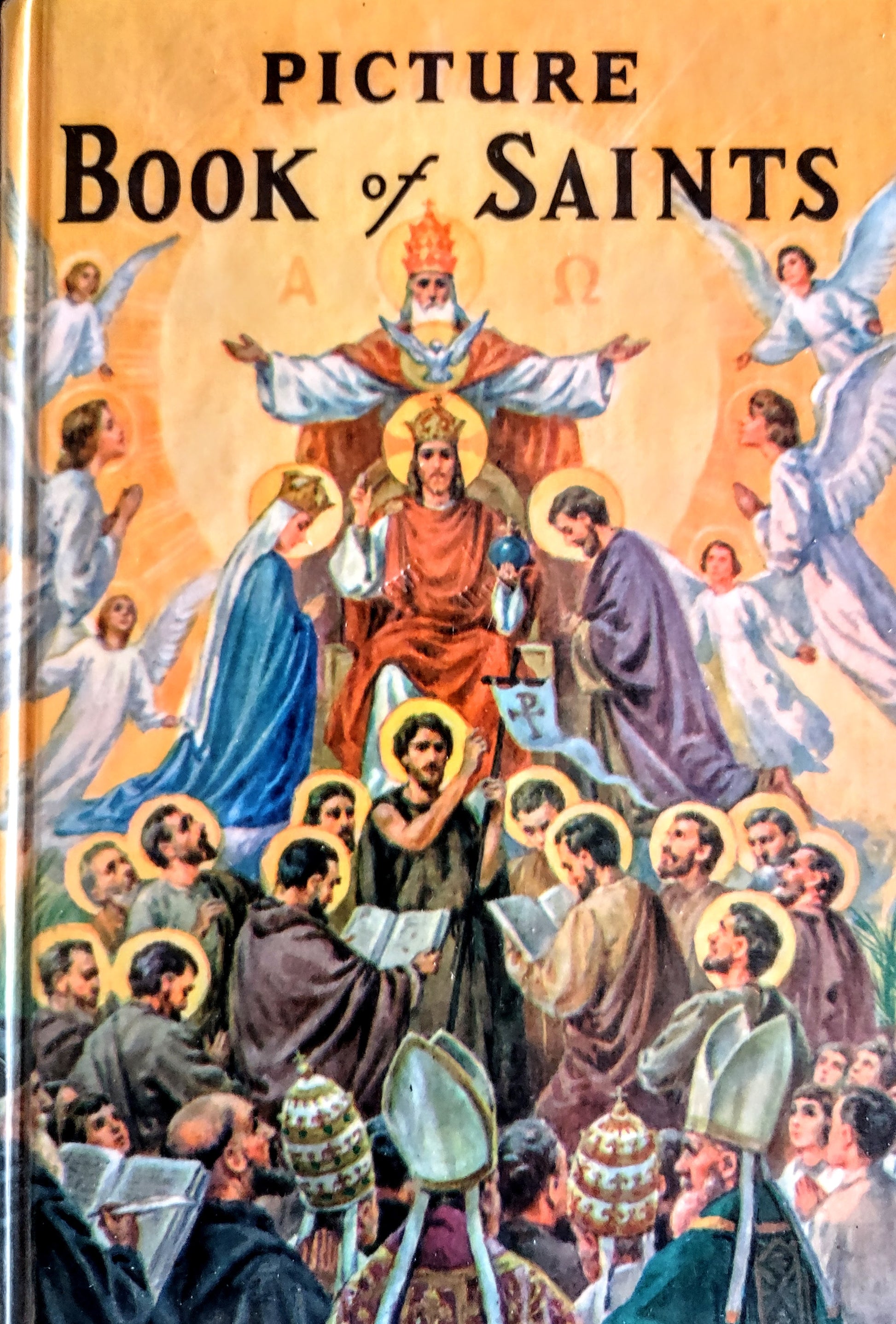 Cover of 'Picture Book of Saints' by Rev. Lovasik with illustrated saints and angels