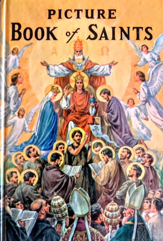 Cover of 'Picture Book of Saints' by Rev. Lovasik with illustrated saints and angels