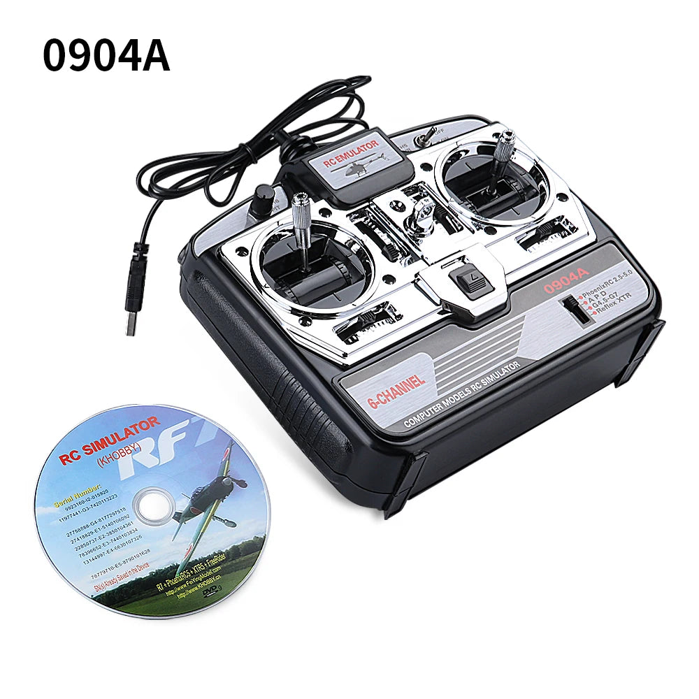 Radio control transmitter with a CD on a white background