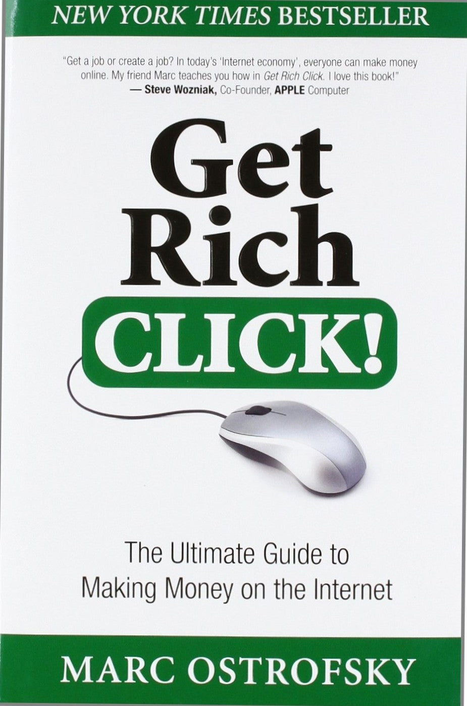 Book cover of 'Get Rich Click!' by Marc Ostrofsky with a mouse icon on a white background.