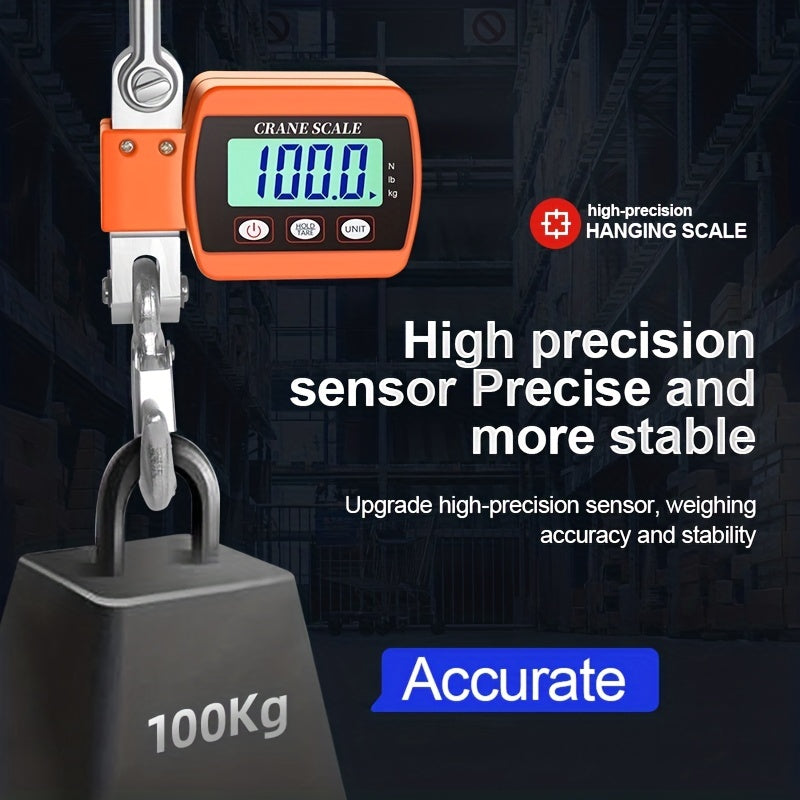 High precision hanging scale with digital display on a dark background