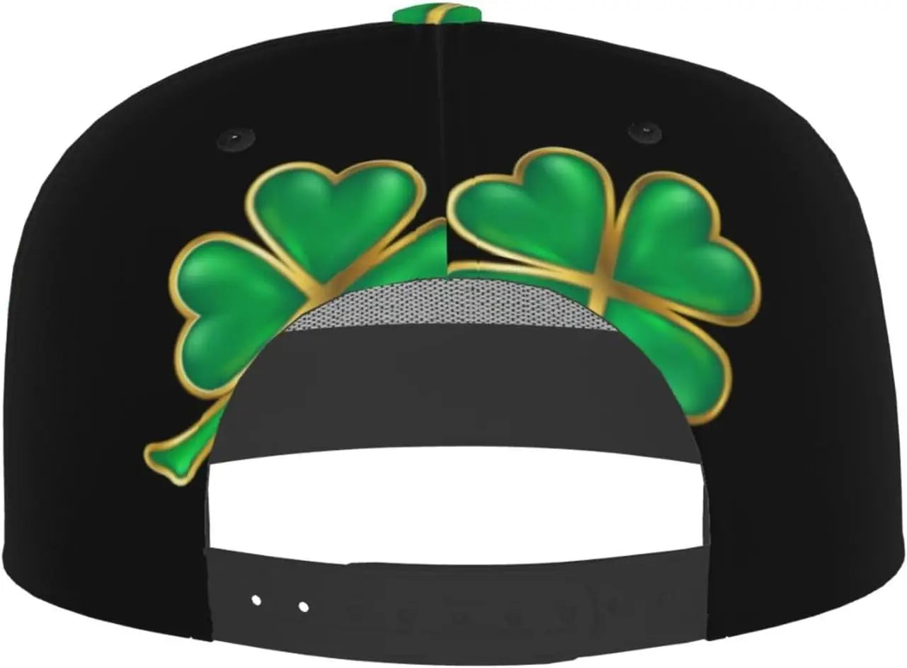 Multi angle image of Irish Shamrock Lucky-7 Snapback with 4-leaf clovers and charms in the style of the Snapback Shamrock design Solid charms