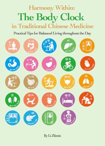 Book cover of 'Harmony Within: The Body Clock in Traditional Chinese Medicine' with colorful icons and text.