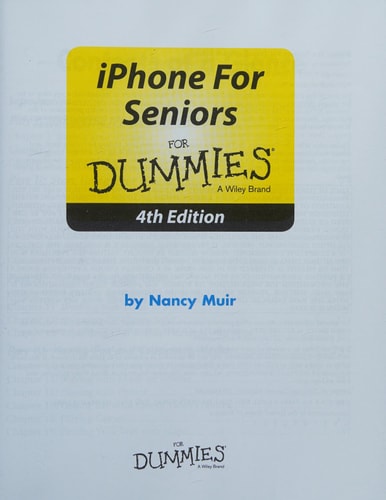 Title page for the book of 'iPhone For Seniors For Dummies' on a light blue background