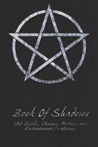 Book of Shadows cover with pentagram design on a black background