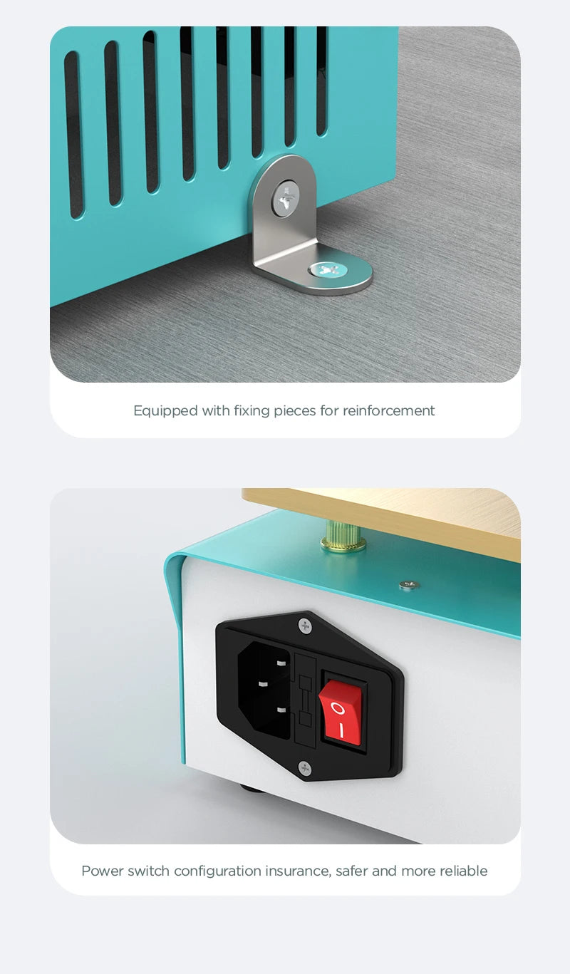 Professional UYUE 948S+ LCD touch screen separator kit with built-in vacuum. 110/220V compatible for iPhone, Samsung, HTC, and Huawei glass repair.