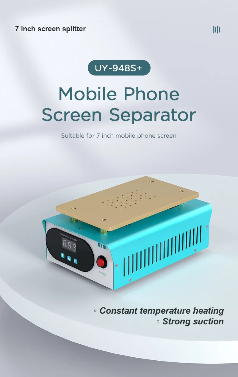 Mobile phone screen separator with digital display on a white background