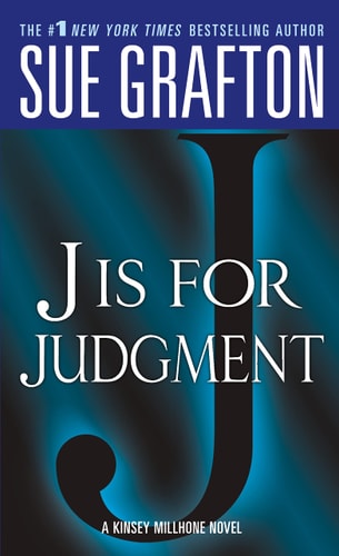 Book cover of 'J is for Judgment' by Sue Grafton with a large blue letter 'J'.