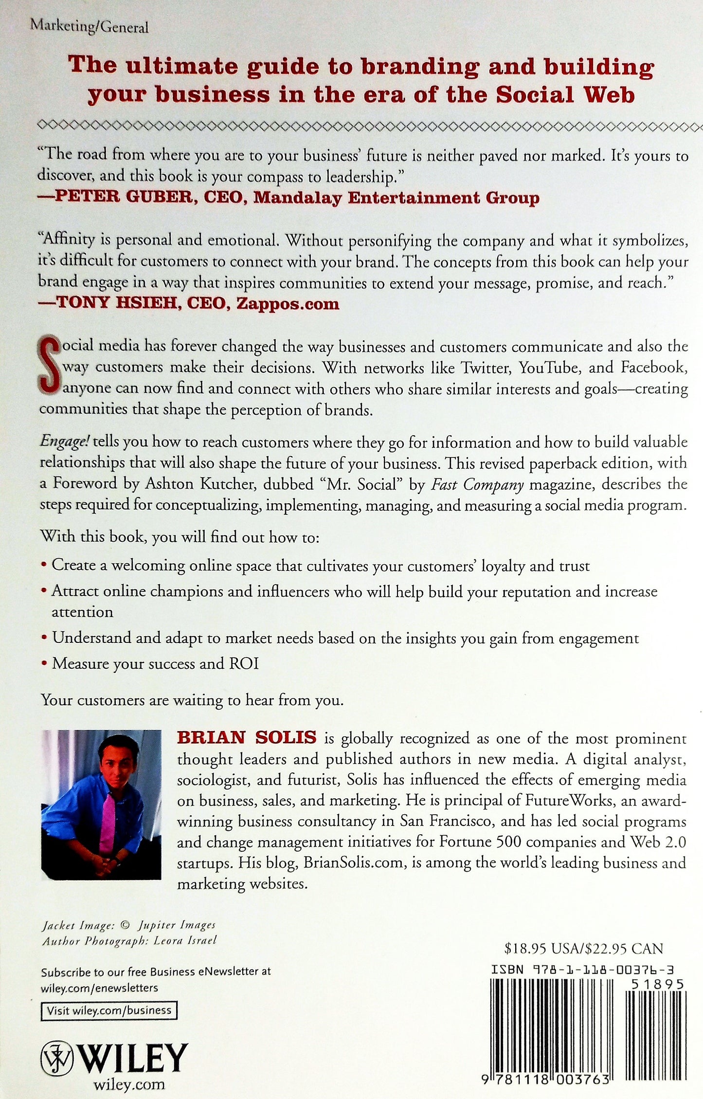 Back cover of Engage!: The Complete Guide for Brands and Businesses to Build, Cultivate, and Measure Success in the New Web by Brian Solis and Ashton Kutcher