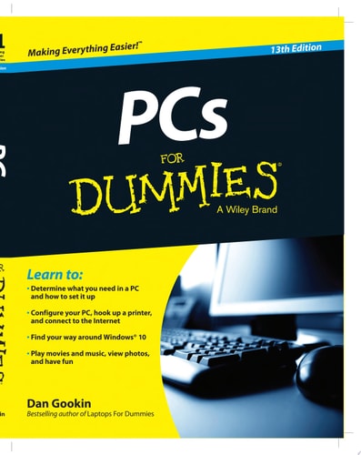 Book cover of 'PCS For Dummies' with a yellow and black design.